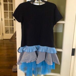 One of a kind tiered tulle casual dress in blues